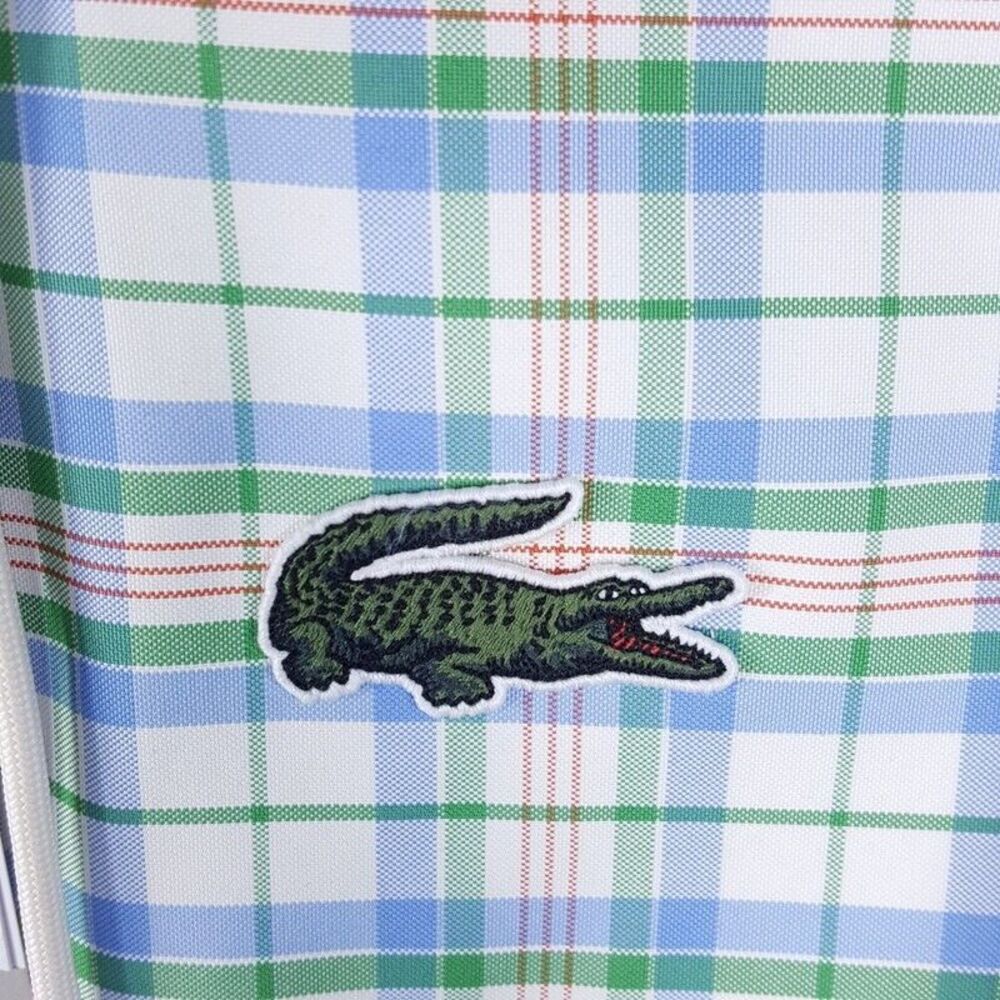 LACOSTE Mens Rain Jacket Small Blue Green Plaid Zip Up Hooded Checkered KARIERTE - Picture 5 of 16